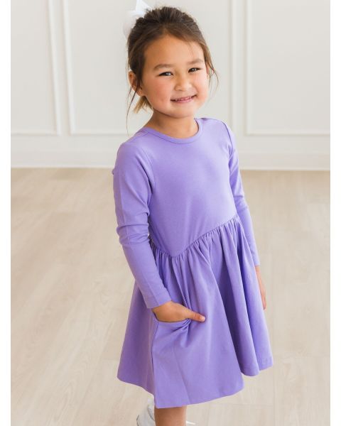 Wisteria Purple Knit Long Sleeve Twirl Dress