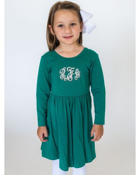 Emerald Green Knit Long Sleeve Twirl Dress