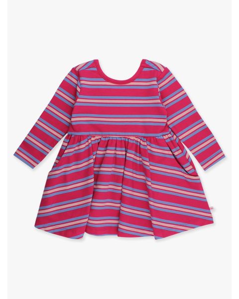 Very Berry & Periwinkle Blue Stripe Knit Long Sleeve Twirl Dress