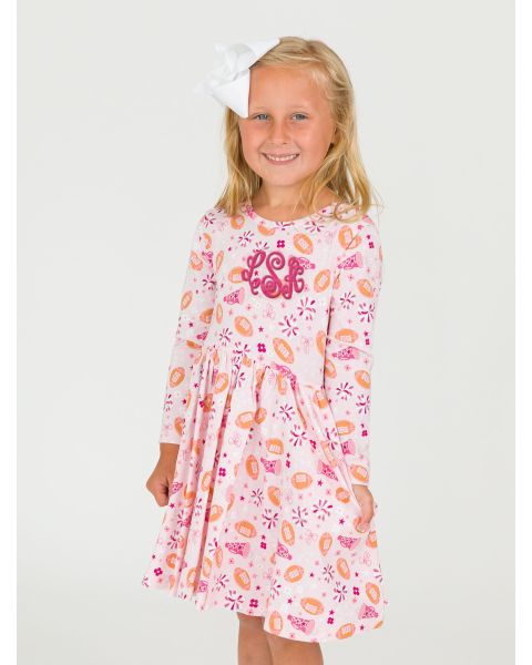 Spirit Squad Knit Long Sleeve Twirl Dress