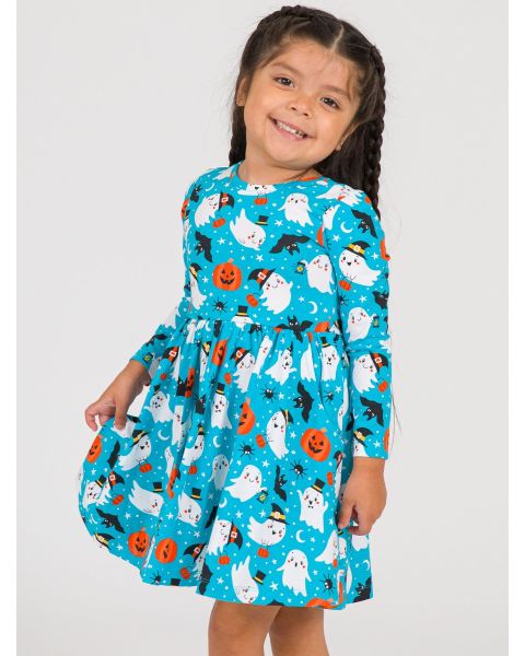 Happy Halloween Knit Long Sleeve Twirl Dress
