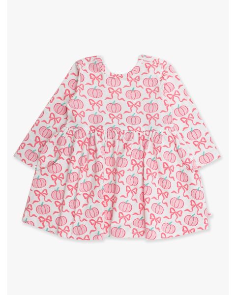 Pink Fairytale Pumpkins Knit Long Sleeve Twirl Dress