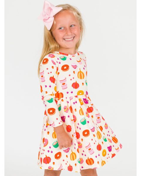Fall Treats Knit Long Sleeve Twirl Dress