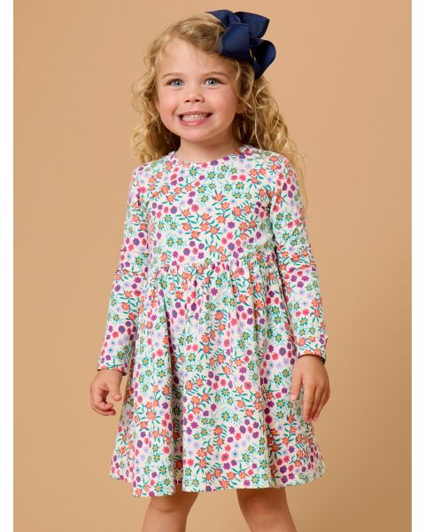 Wildflower Meadow Knit Long Sleeve Twirl Dress