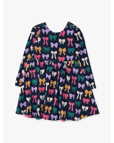 Cozy Bows Knit Long Sleeve Twirl Dress