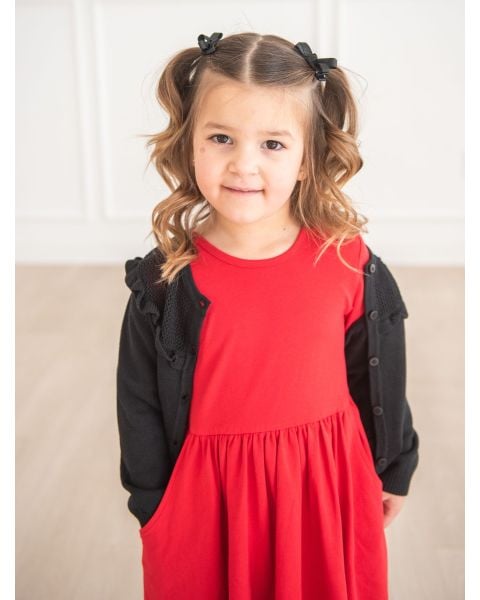 Black Sweater Knit Ruffle Trim Cardigan