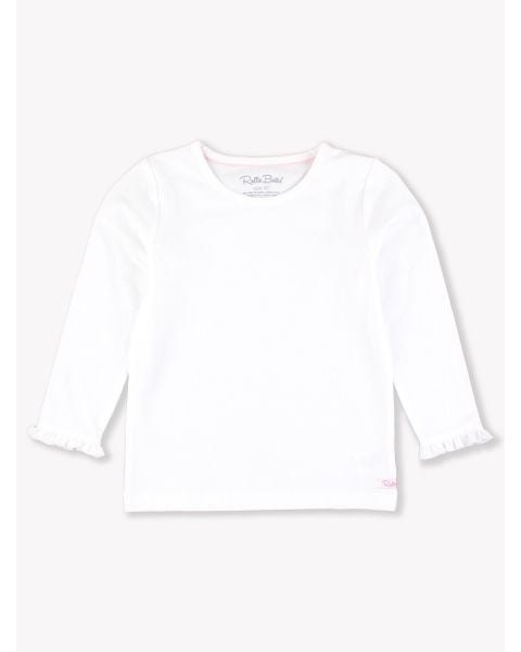 White Knit Long Sleeve Ruffle Layering Tee