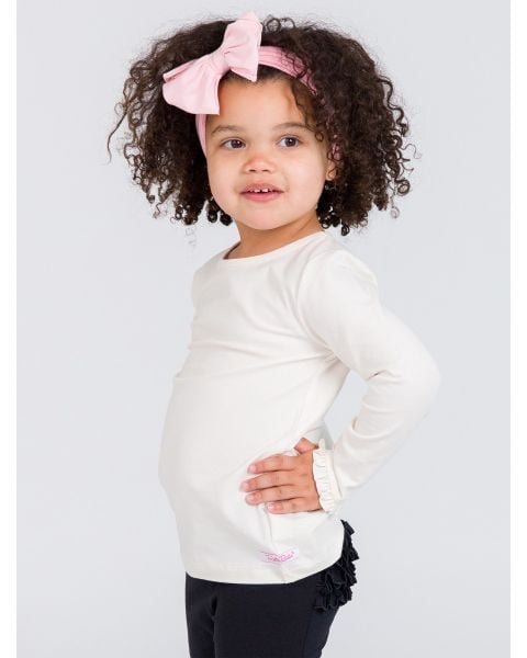 Ivory Knit Long Sleeve Ruffle Layering Tee