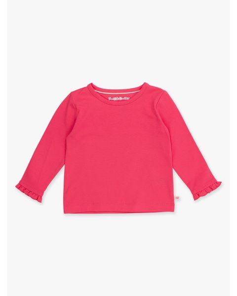 Hot Pink Knit Long Sleeve Ruffle Layering Tee