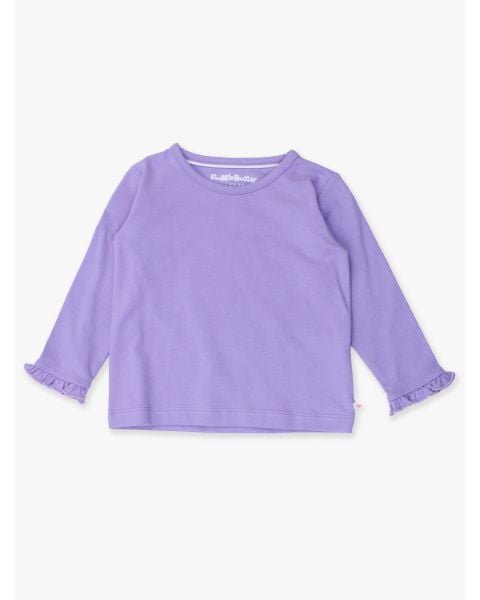 Wisteria Purple Knit Long Sleeve Ruffle Layering Tee