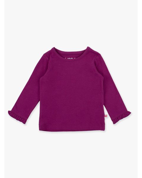 Plum Tart Knit Long Sleeve Ruffle Layering Tee