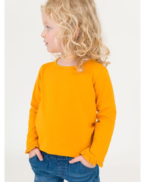 Butterscotch Knit Long Sleeve Ruffle Layering Tee