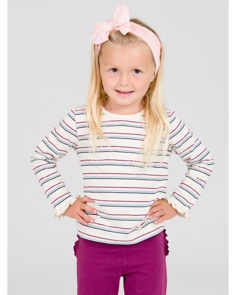 Dahlia Stripe Knit Long Sleeve Ruffle Layering Tee