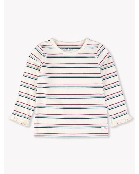 Dahlia Stripe Knit Long Sleeve Ruffle Layering Tee
