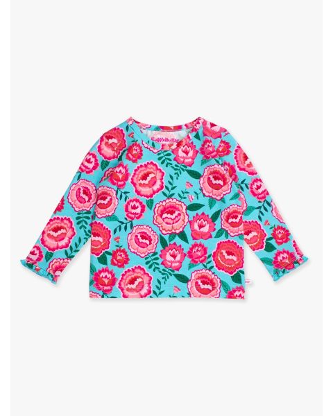 Bright Blossoms Knit Long Sleeve Ruffle Layering Tee
