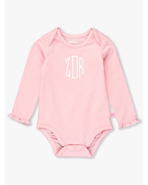 Pink Knit Long Sleeve Ruffle Layering Bodysuit