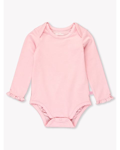 Pink Knit Long Sleeve Ruffle Layering Bodysuit