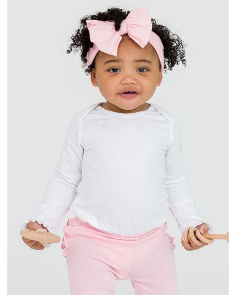 White Knit Long Sleeve Ruffle Layering Bodysuit