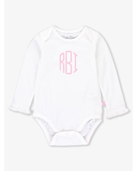 White Knit Long Sleeve Ruffle Layering Bodysuit