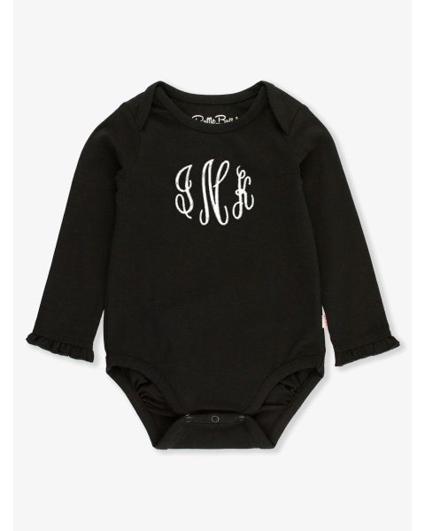 Black Knit Long Sleeve Ruffle Layering Bodysuit