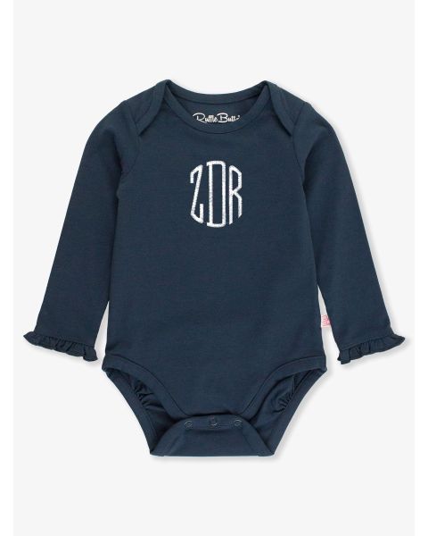 Dark Navy Knit Long Sleeve Ruffle Layering Bodysuit