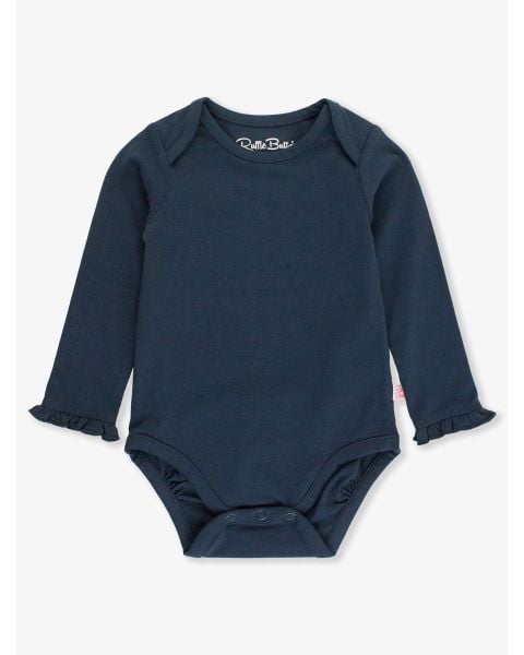 Dark Navy Knit Long Sleeve Ruffle Layering Bodysuit