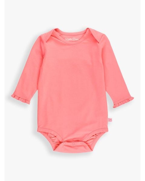 Bubblegum Pink Knit Long Sleeve Ruffle Bodysuit