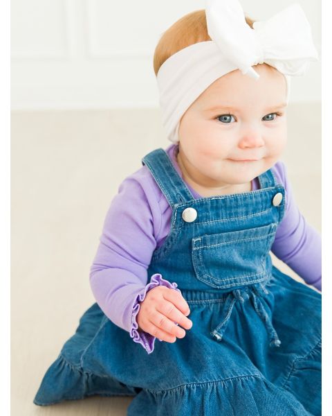 Wisteria Purple Knit Long Sleeve Ruffle Layering Bodysuit