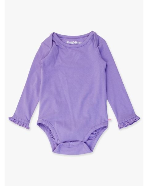 Wisteria Purple Knit Long Sleeve Ruffle Layering Bodysuit