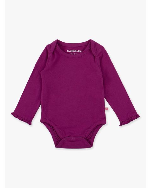 Plum Tart Knit Long Sleeve Ruffle Layering Bodysuit