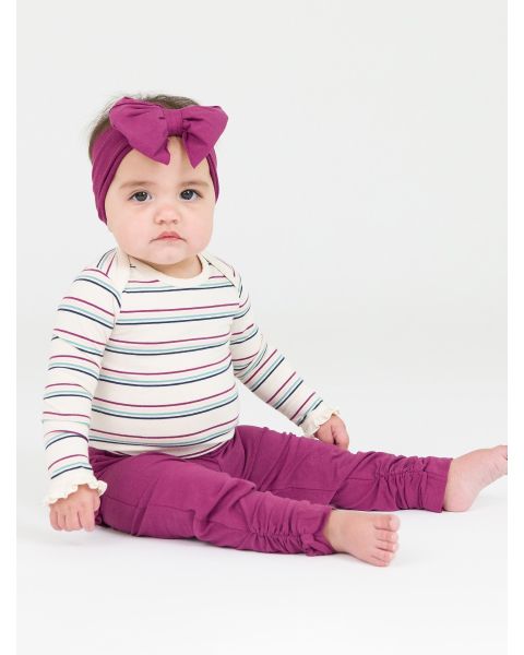 Dahlia Stripe Knit Long Sleeve Ruffle Layering Bodysuit