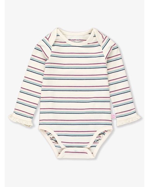 Dahlia Stripe Knit Long Sleeve Ruffle Layering Bodysuit