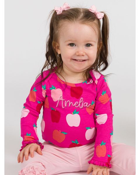 Apple of My Eye Knit Long Sleeve Ruffle Layering Bodysuit