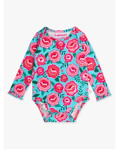 Bright Blossoms Knit Long Sleeve Ruffle Layering Bodysuit