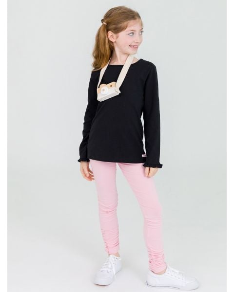 Pink Kids Ruched Bow Leggings