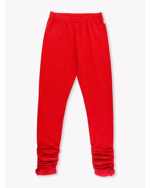 Red Kids Ruched Bow Leggings