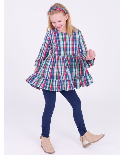 Dark Navy Kids Ruched Bow Leggings