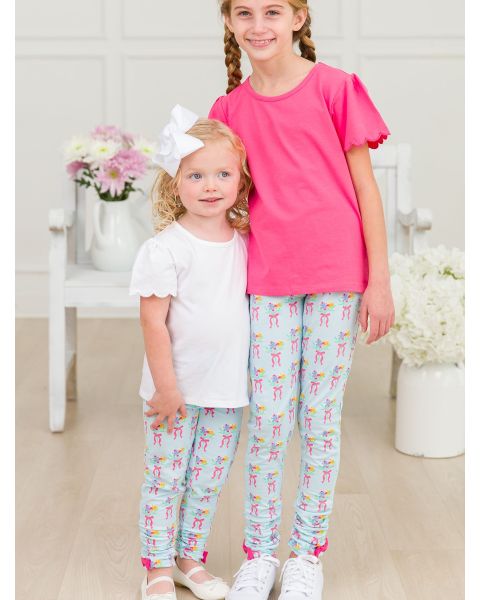 Bows and Bouquets Kids Ruched Bow Leggings