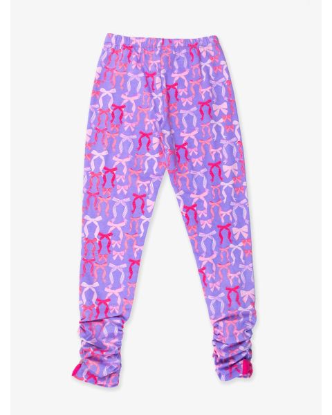 Rosy Ribbons Kids Ruched Bow Leggings