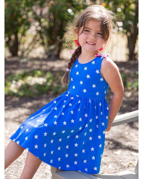 Stars & Stripes Tie Shoulder Twirl Dress