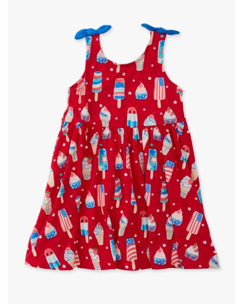 Stars & Scoops Tie Shoulder Twirl Dress