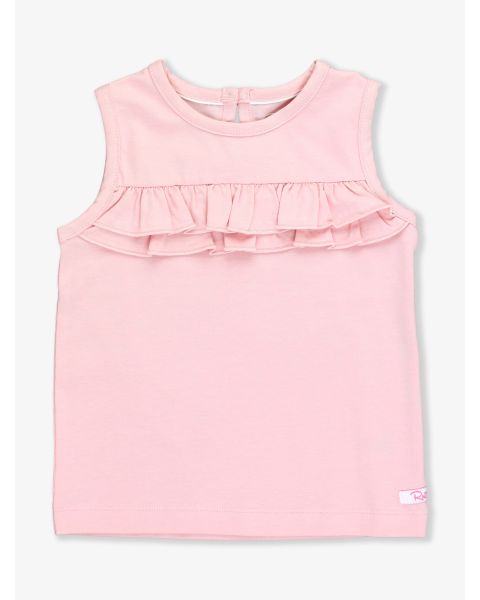 Pink Knit Ruffle Trim Tank