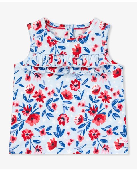 Morning Glory Knit Ruffle Trim Tank
