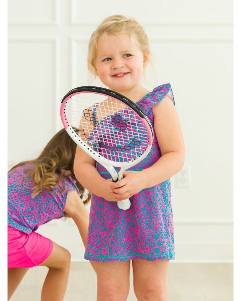 Neon Glow Active Tennis Dress and Bike Short Set