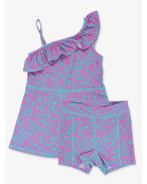 Neon Glow Active Tennis Dress and Bike Short Set