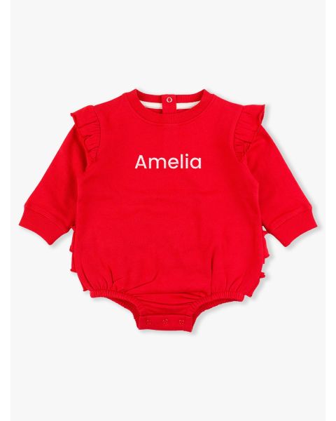 Red Sweatshirt Bubble Romper