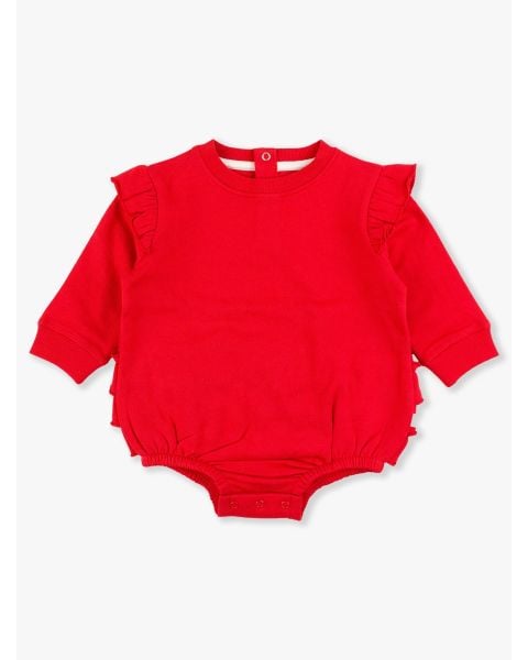 Red Sweatshirt Bubble Romper