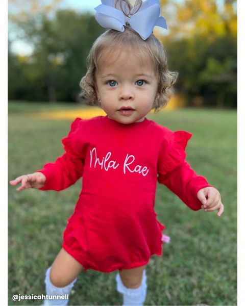 Red Sweatshirt Bubble Romper