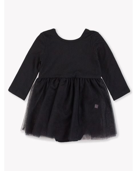 Black Long Sleeve Tulle Skirted Romper
