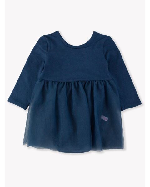 Dark Navy Long Sleeve Tulle Skirted Romper